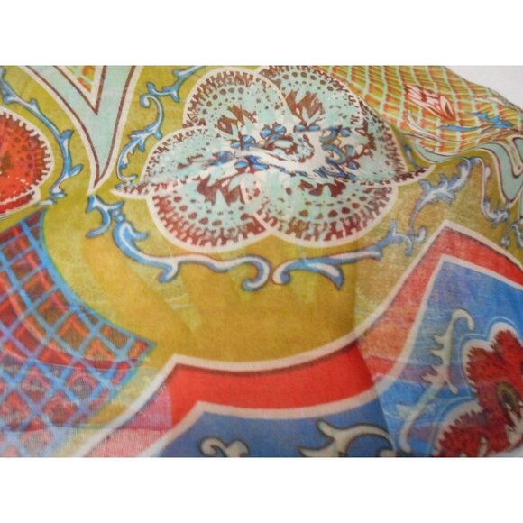 Multicolor Sheer Infinity rectangle scarf abstract ethnic print - Picture 2 of 3